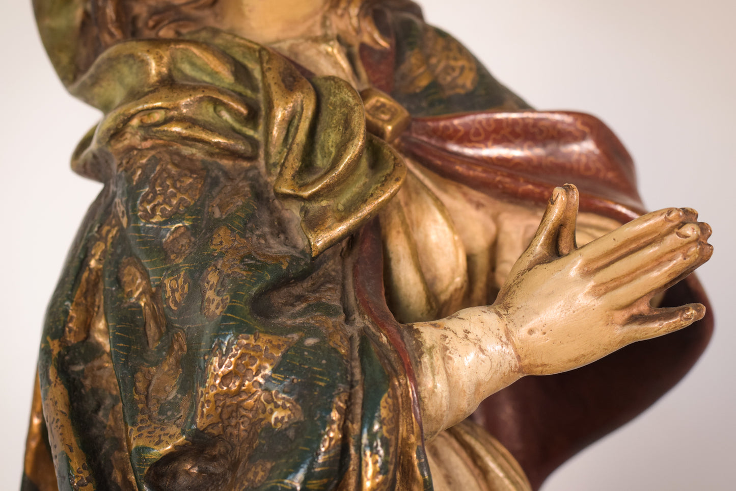 Highly Decorated Large white terracotta statue of Ave Maria