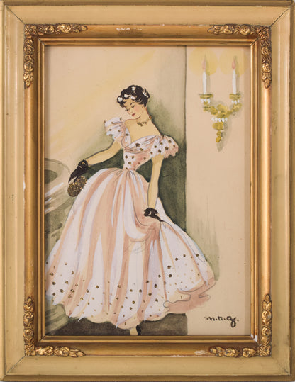 Framed Watercolour of a Lady