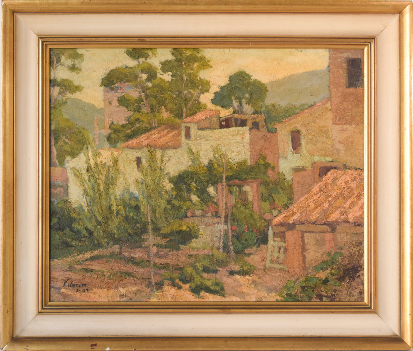 Pintura impresionista de Villas y Jardín