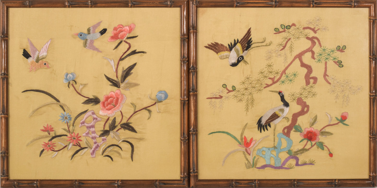 Pair of Chinese Silk Panels