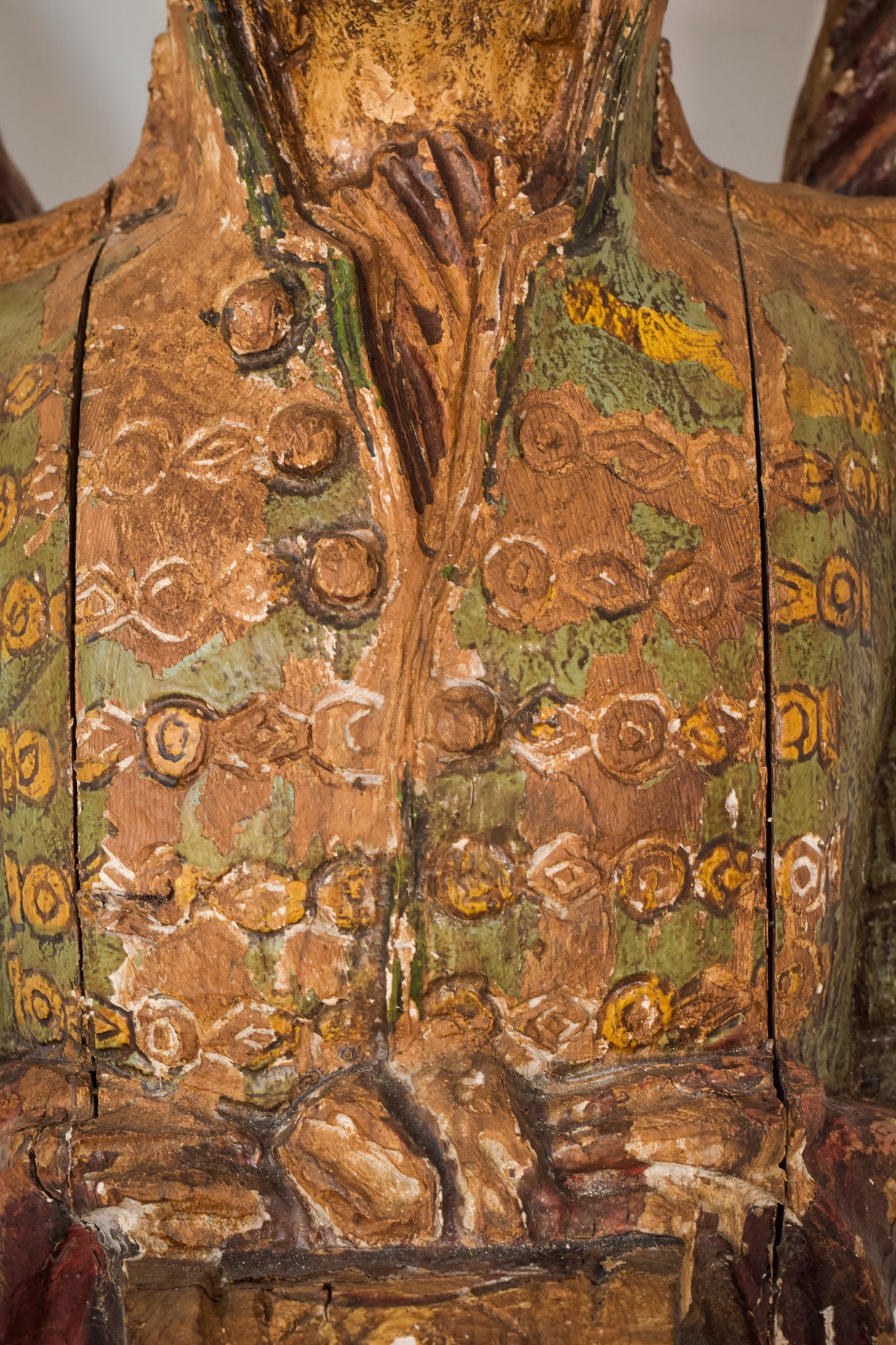 Large Polychrome Carved Wooden Figurehead