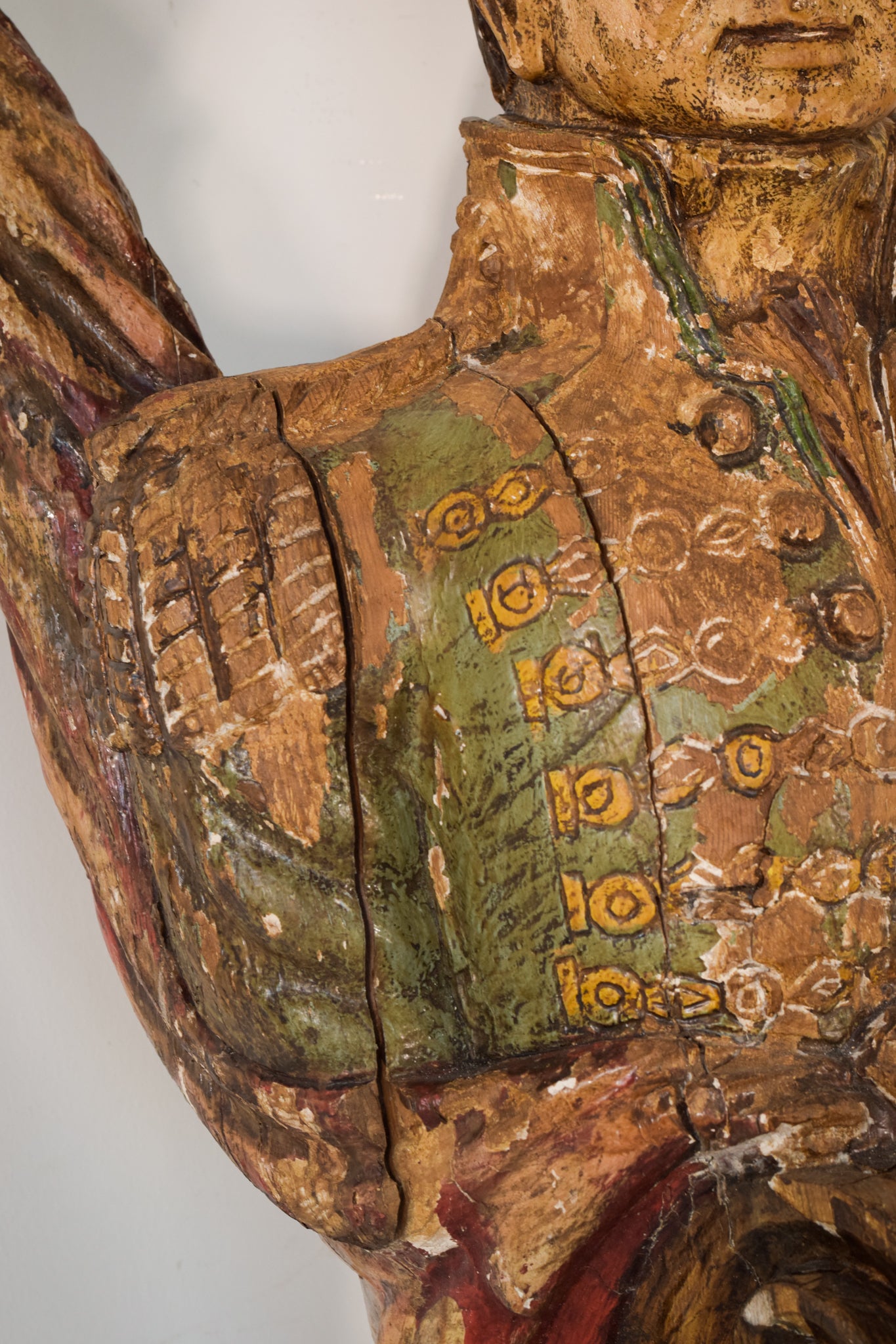 Large Polychrome Carved Wooden Figurehead