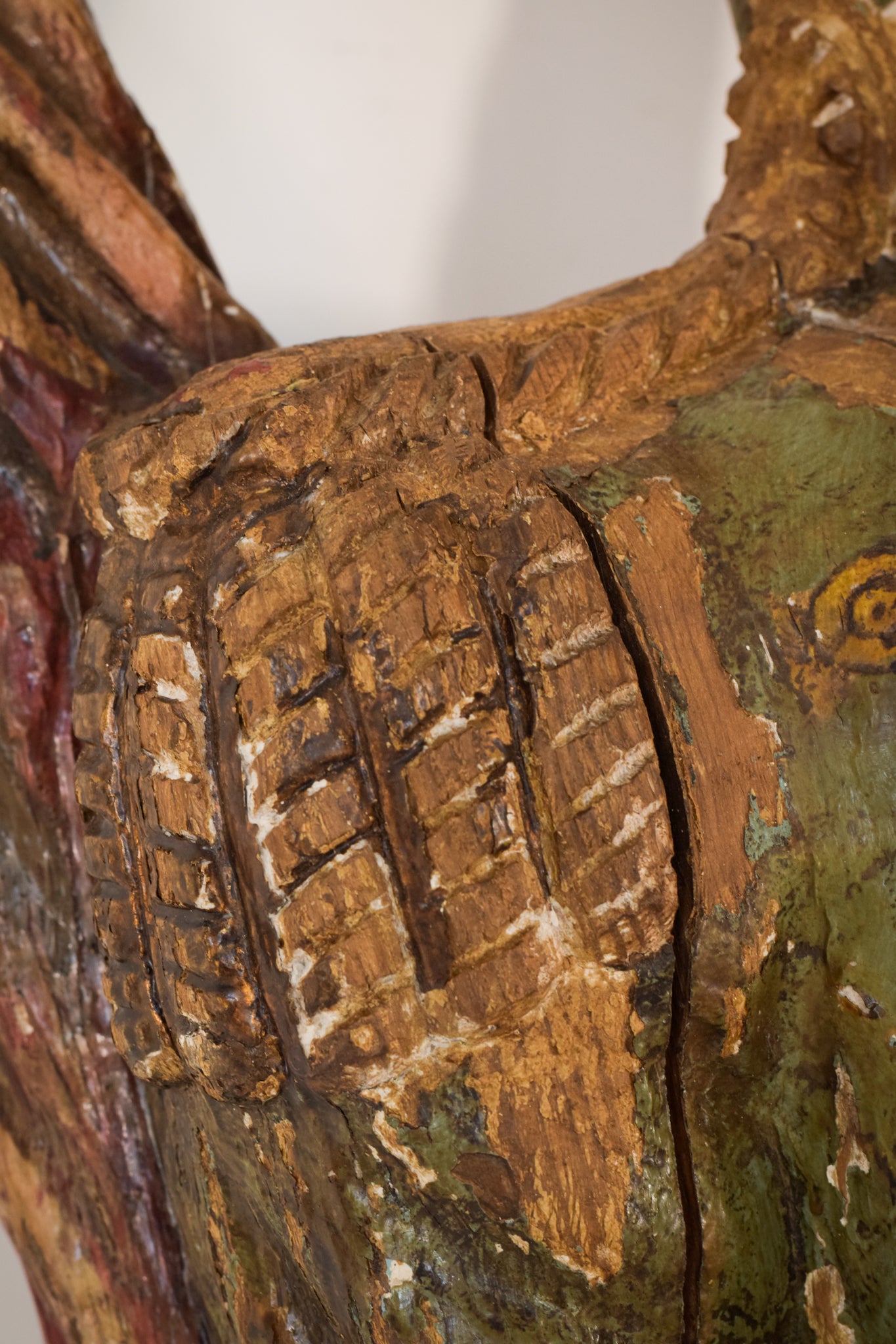 Large Polychrome Carved Wooden Figurehead