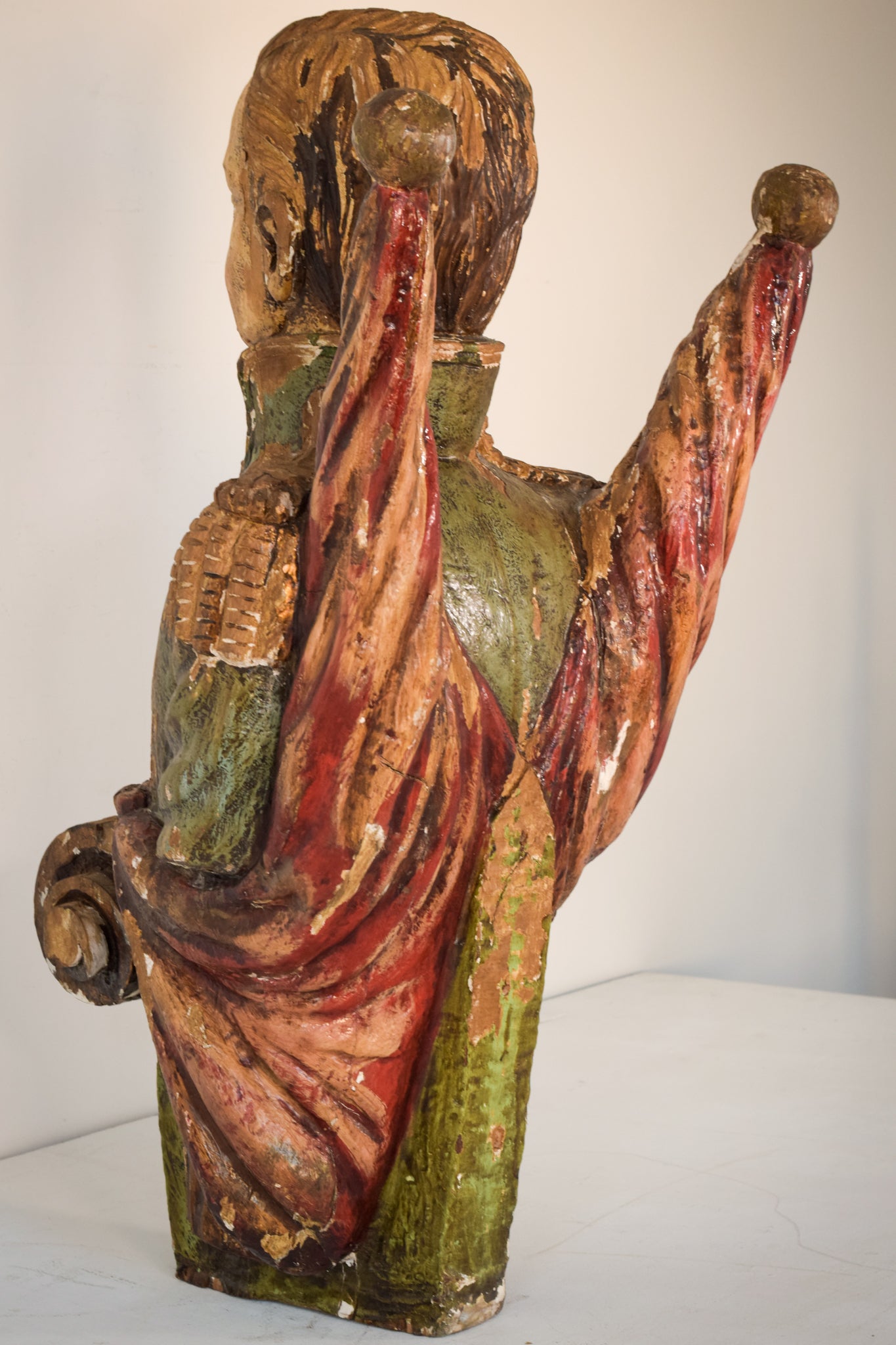 Large Polychrome Carved Wooden Figurehead