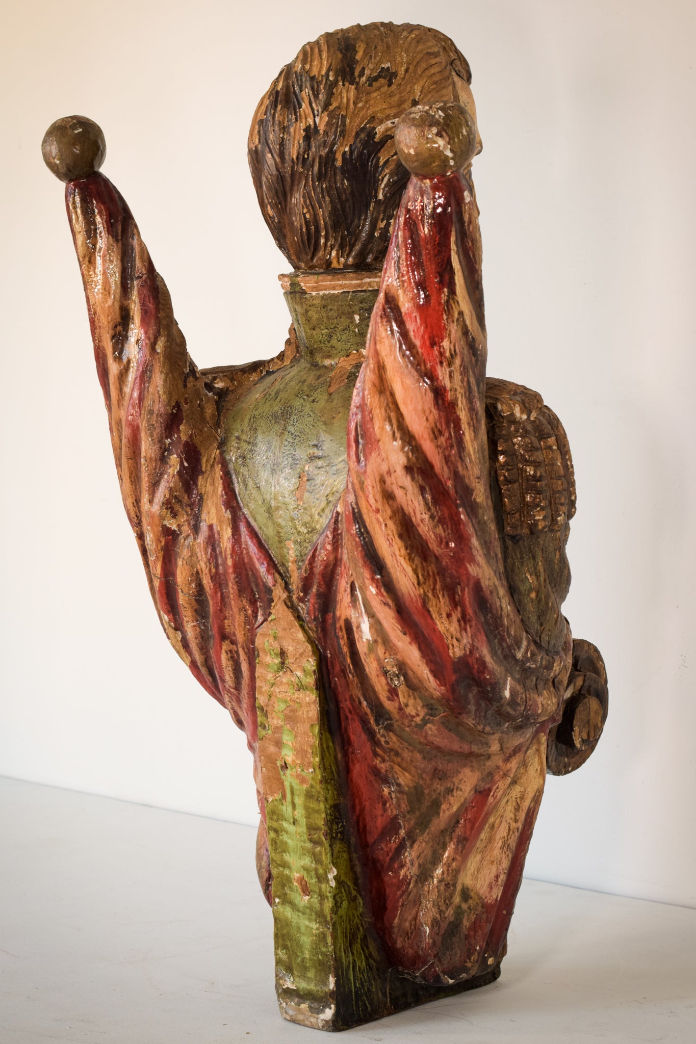 Large Polychrome Carved Wooden Figurehead