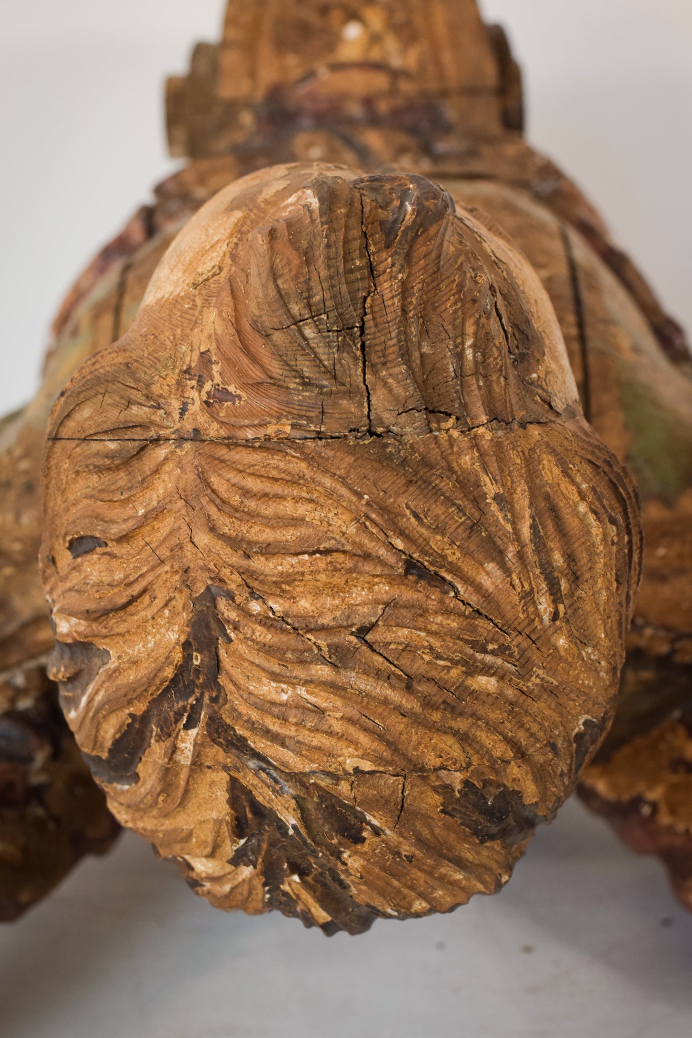 Large Polychrome Carved Wooden Figurehead