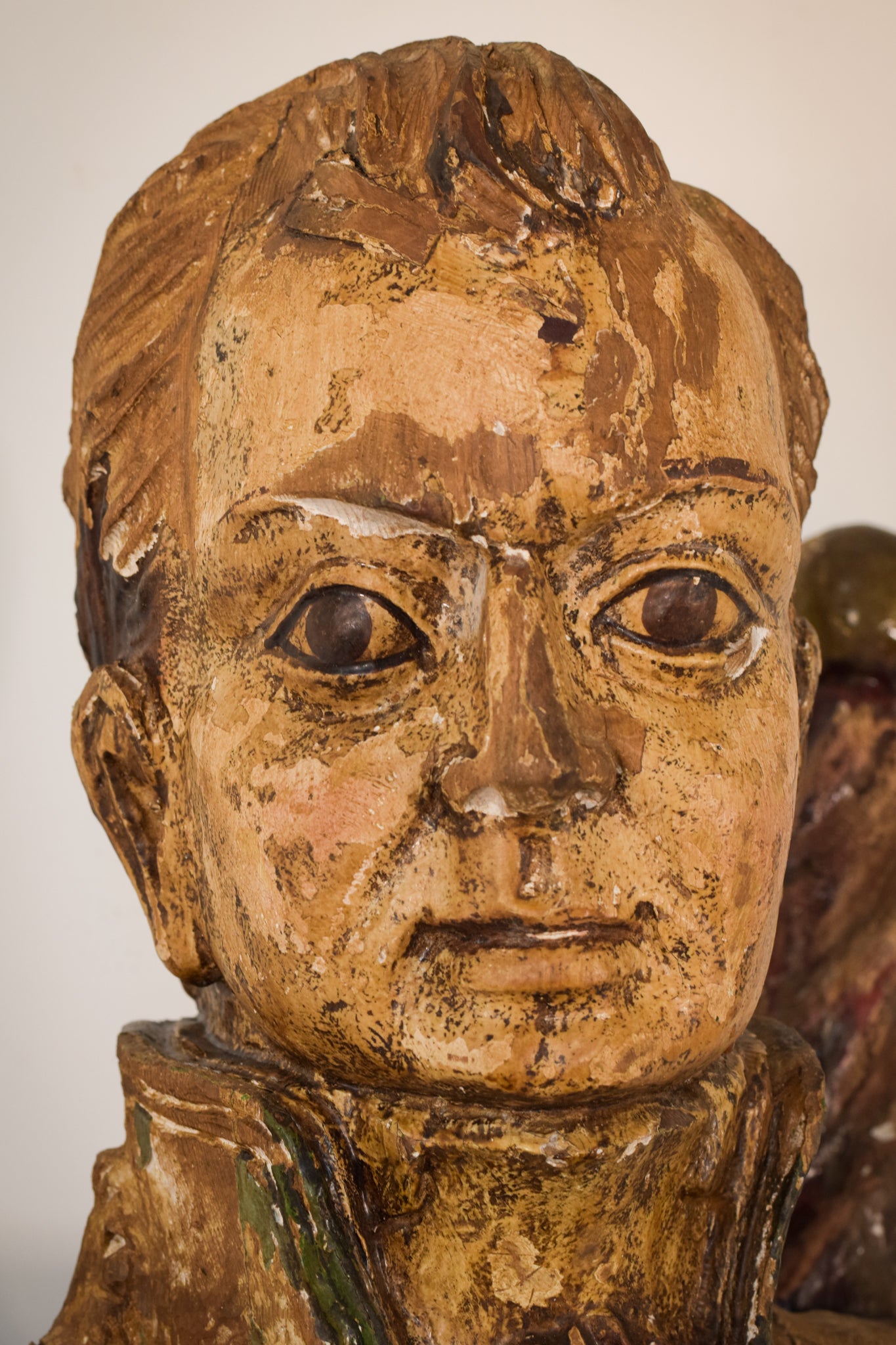 Large Polychrome Carved Wooden Figurehead