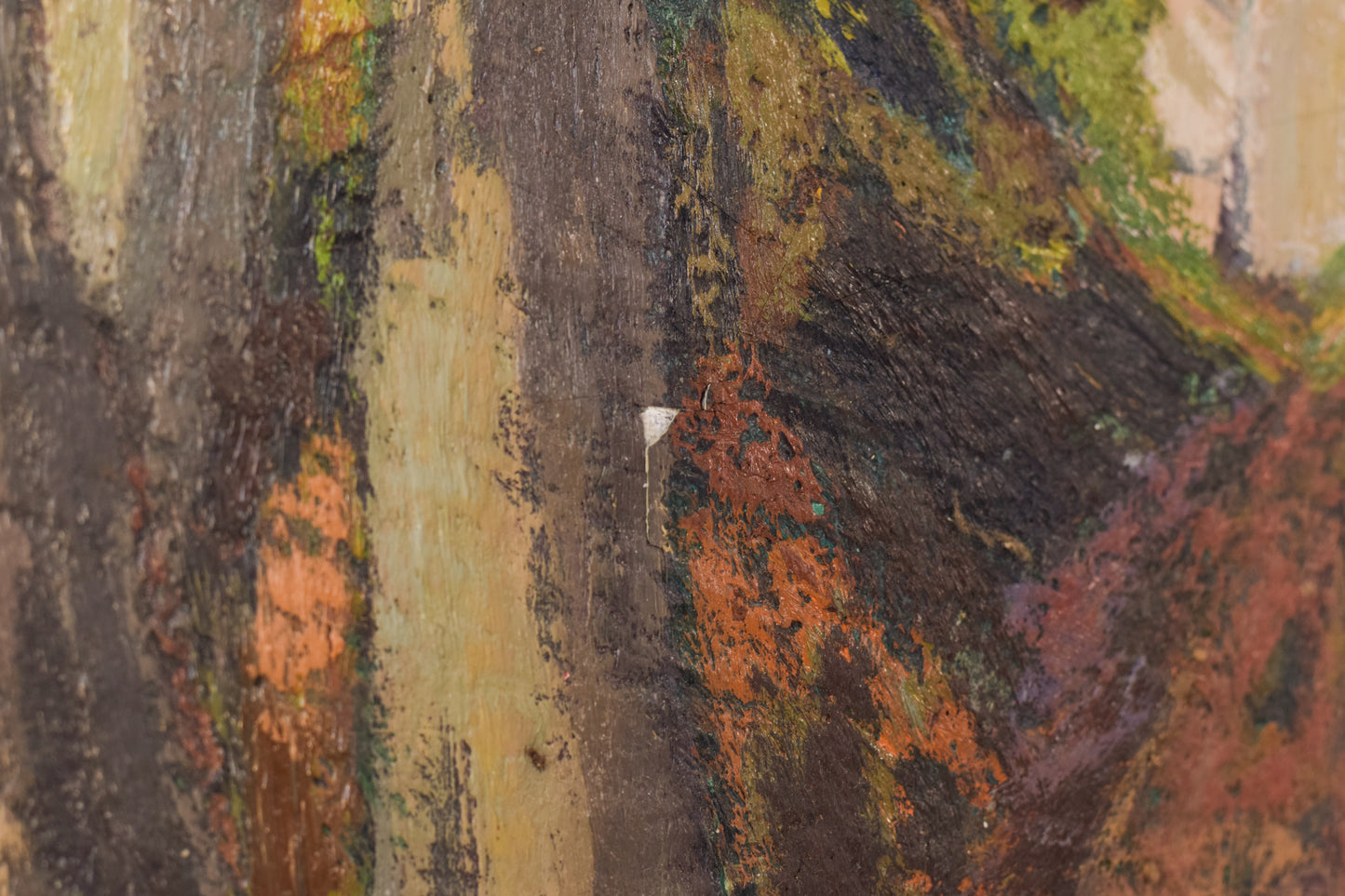 Enmarcado Postimpresionista firmado Óleo sobre lienzo de árboles y cascada