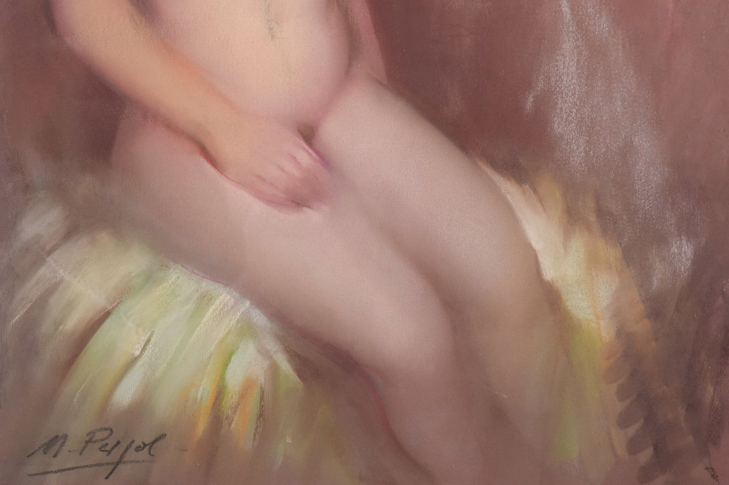 Framed and Signed Pastel of a Nude