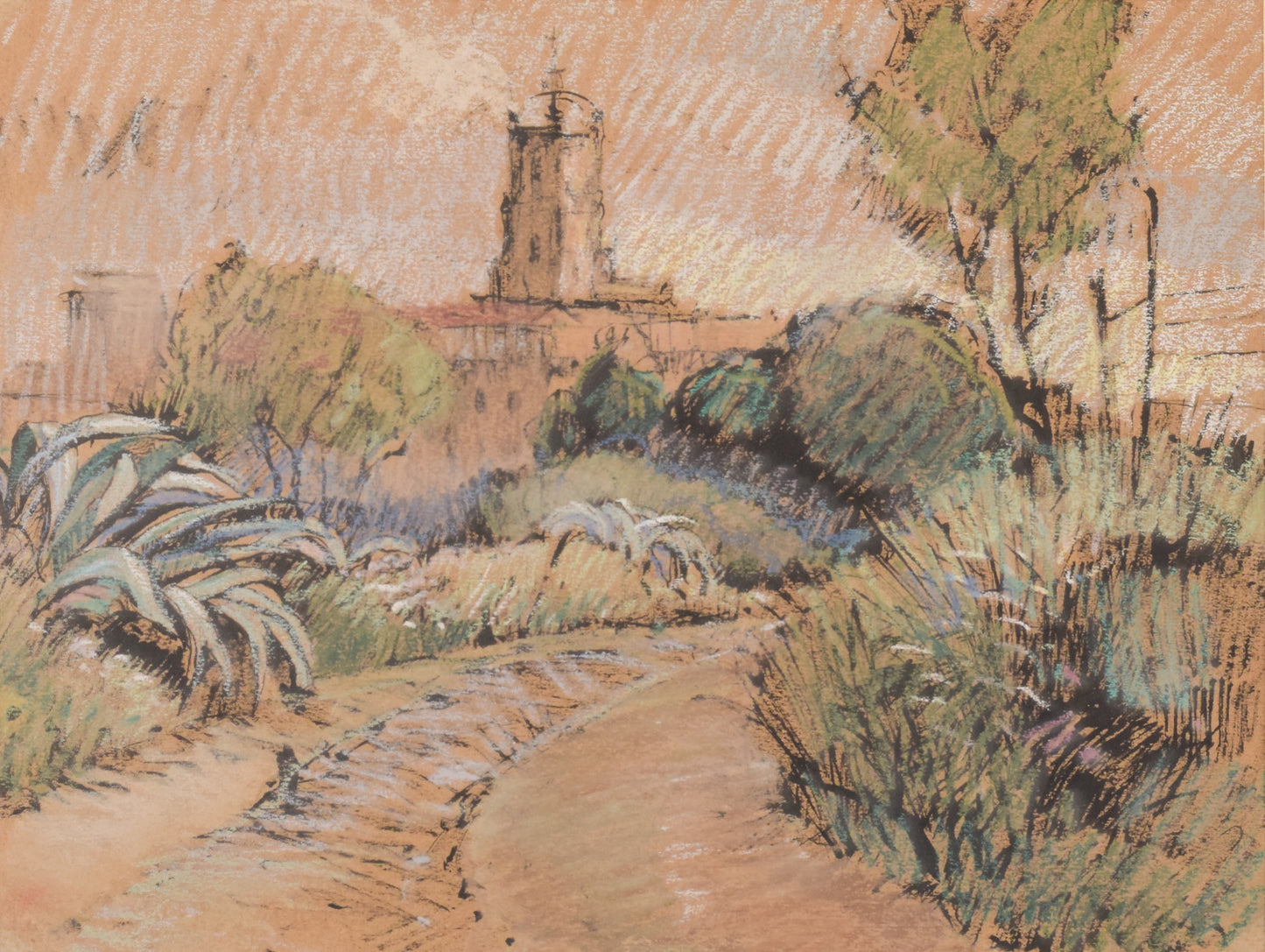 Post Impressionist - Sketch of a Church in a Landscape