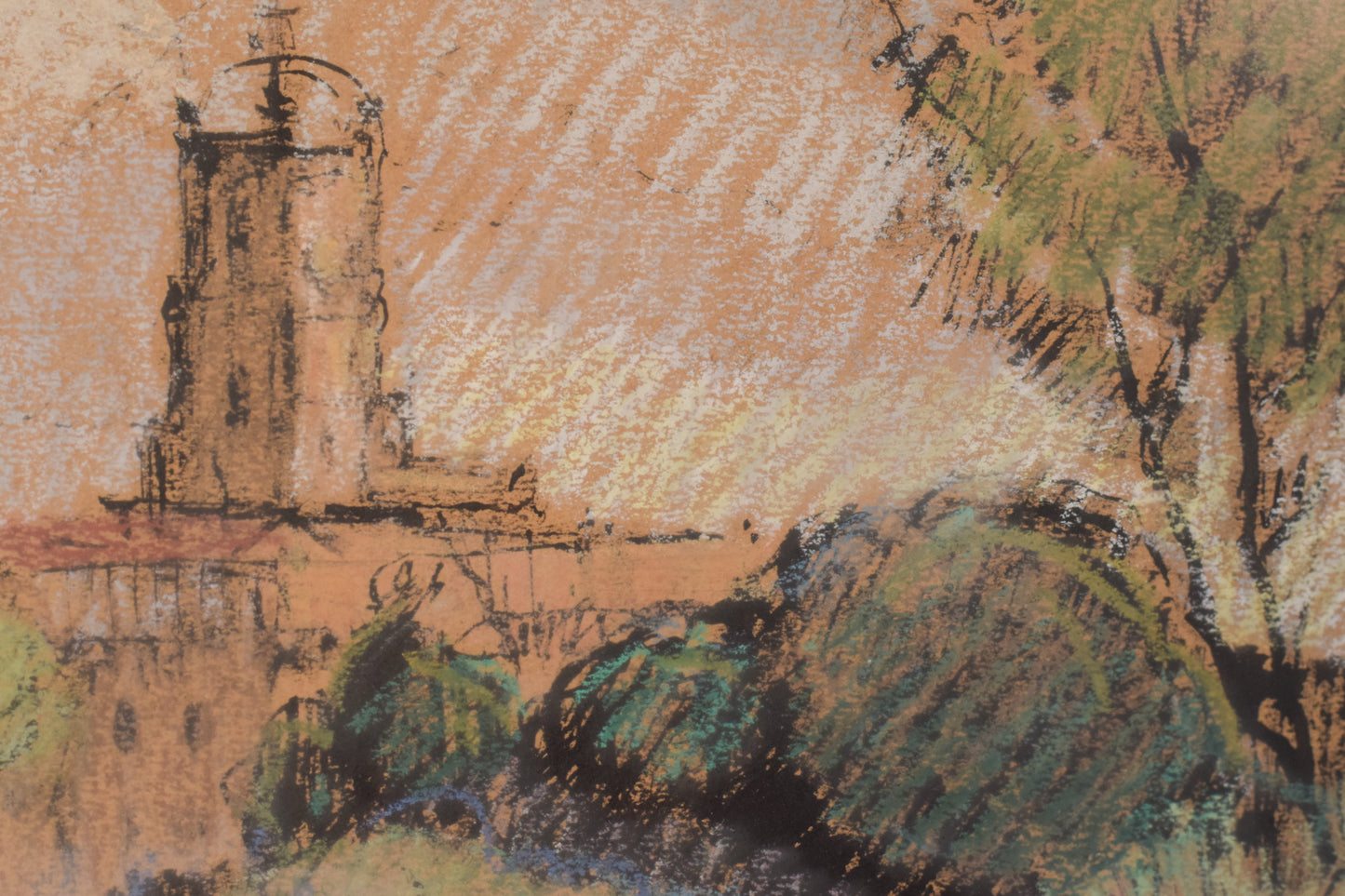 Post Impressionist - Sketch of a Church in a Landscape