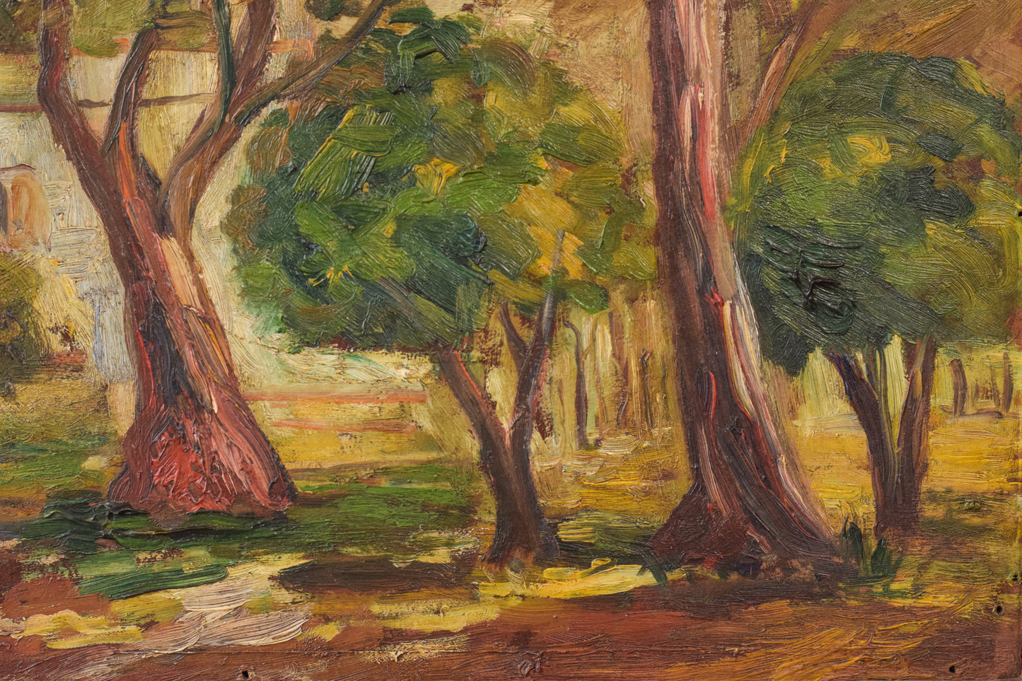 Post Impressionist - Oil of Trees and Building