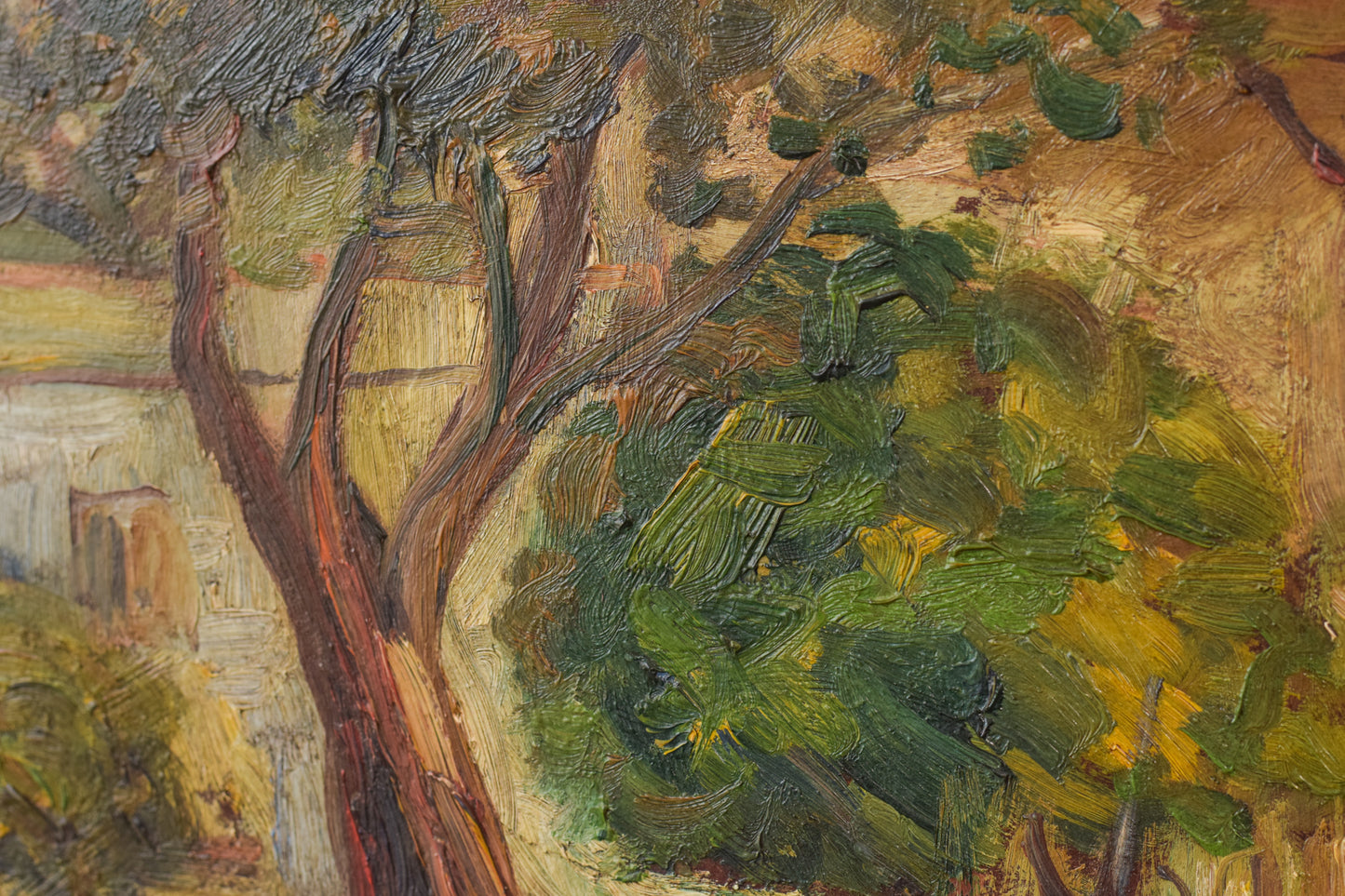 Post Impressionist - Oil of Trees and Building