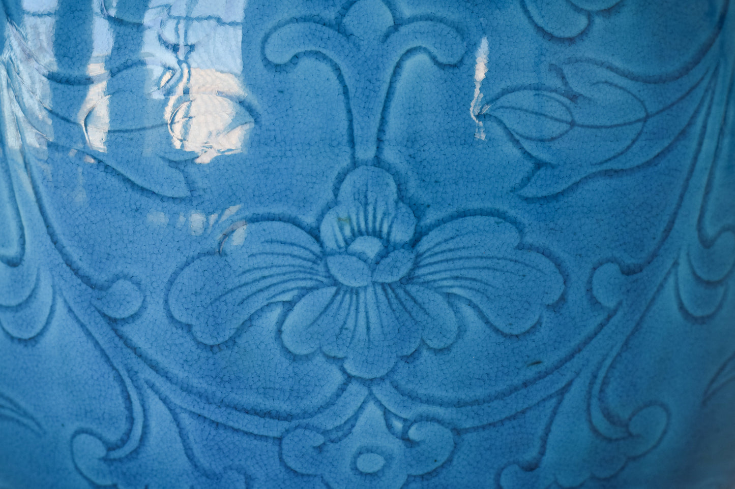 Large - Chinese Turquoise Glazed Lotus Bottle