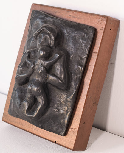 Manuel Martinez Hugué - Bronze Plaque of Mother and Child