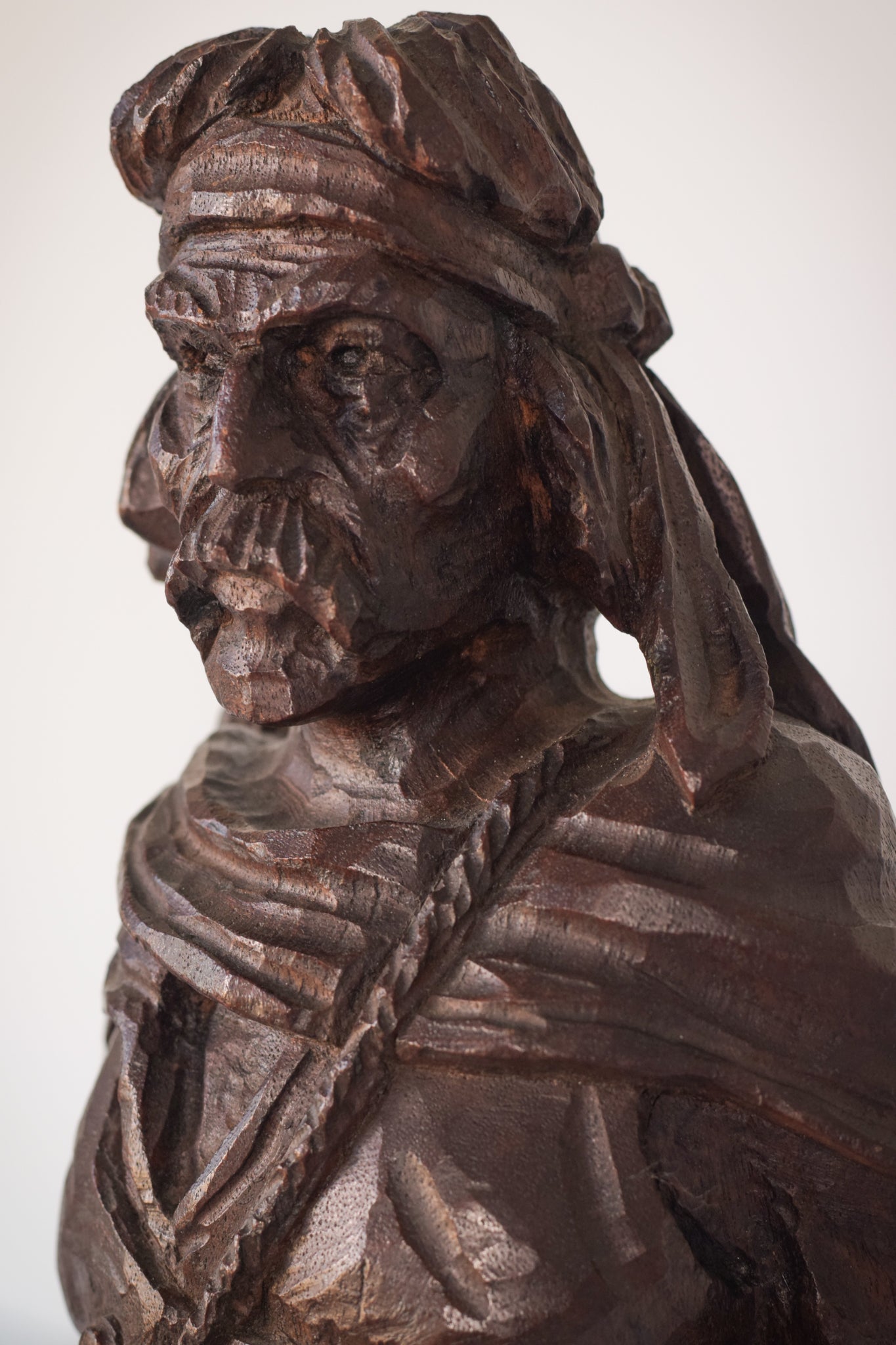 Hand Carved Wooden Sculpture of a Male Figure