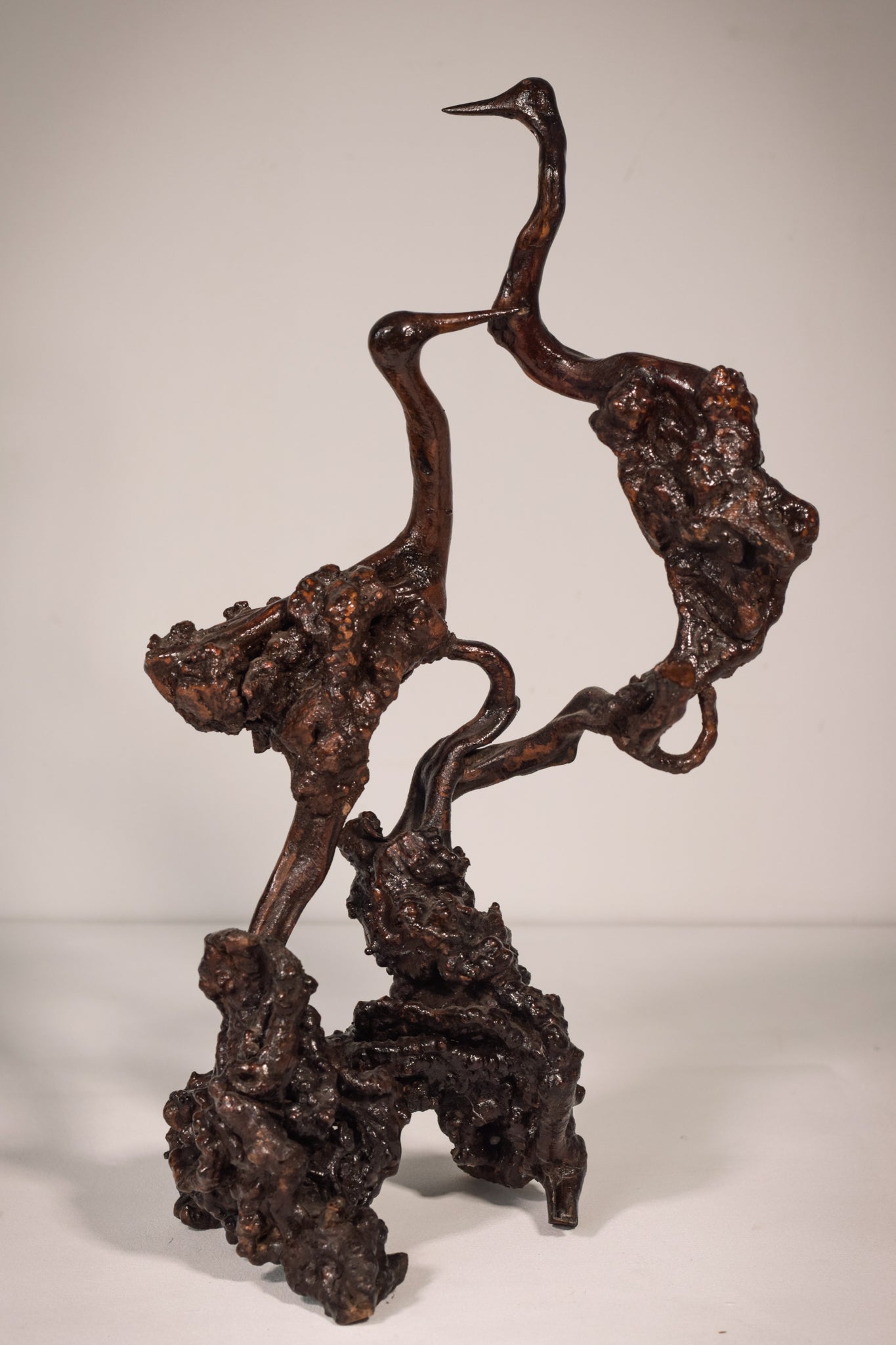 Rare Two Herons or Cranes – Japanese Root Sculpture