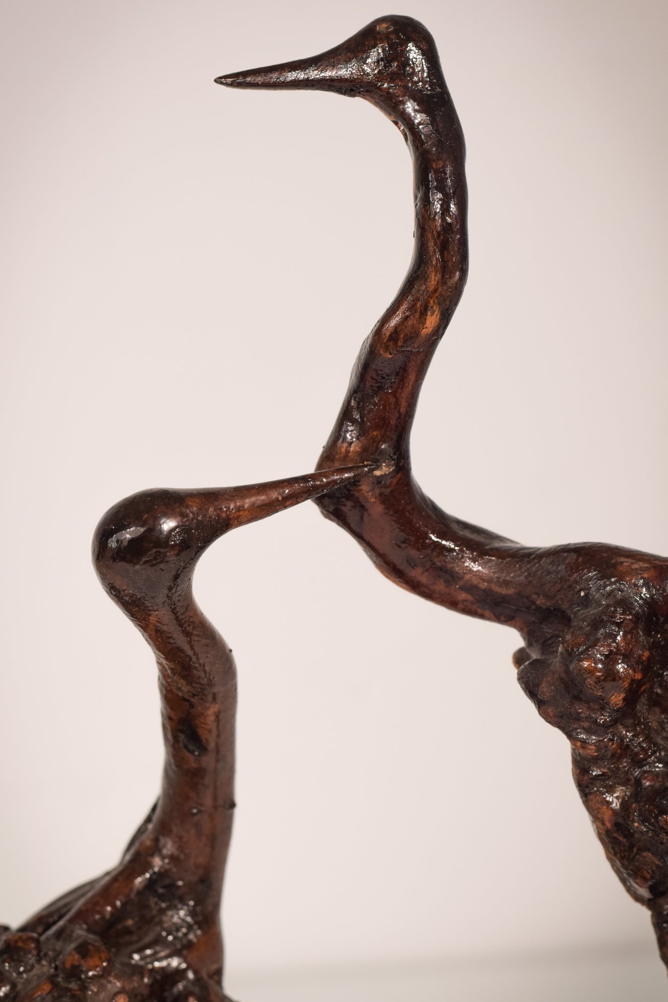 Rare Two Herons or Cranes – Japanese Root Sculpture