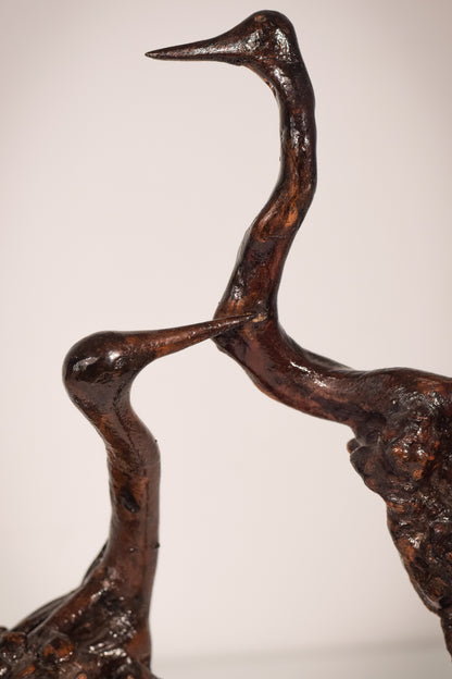 Rare Two Herons or Cranes – Japanese Root Sculpture