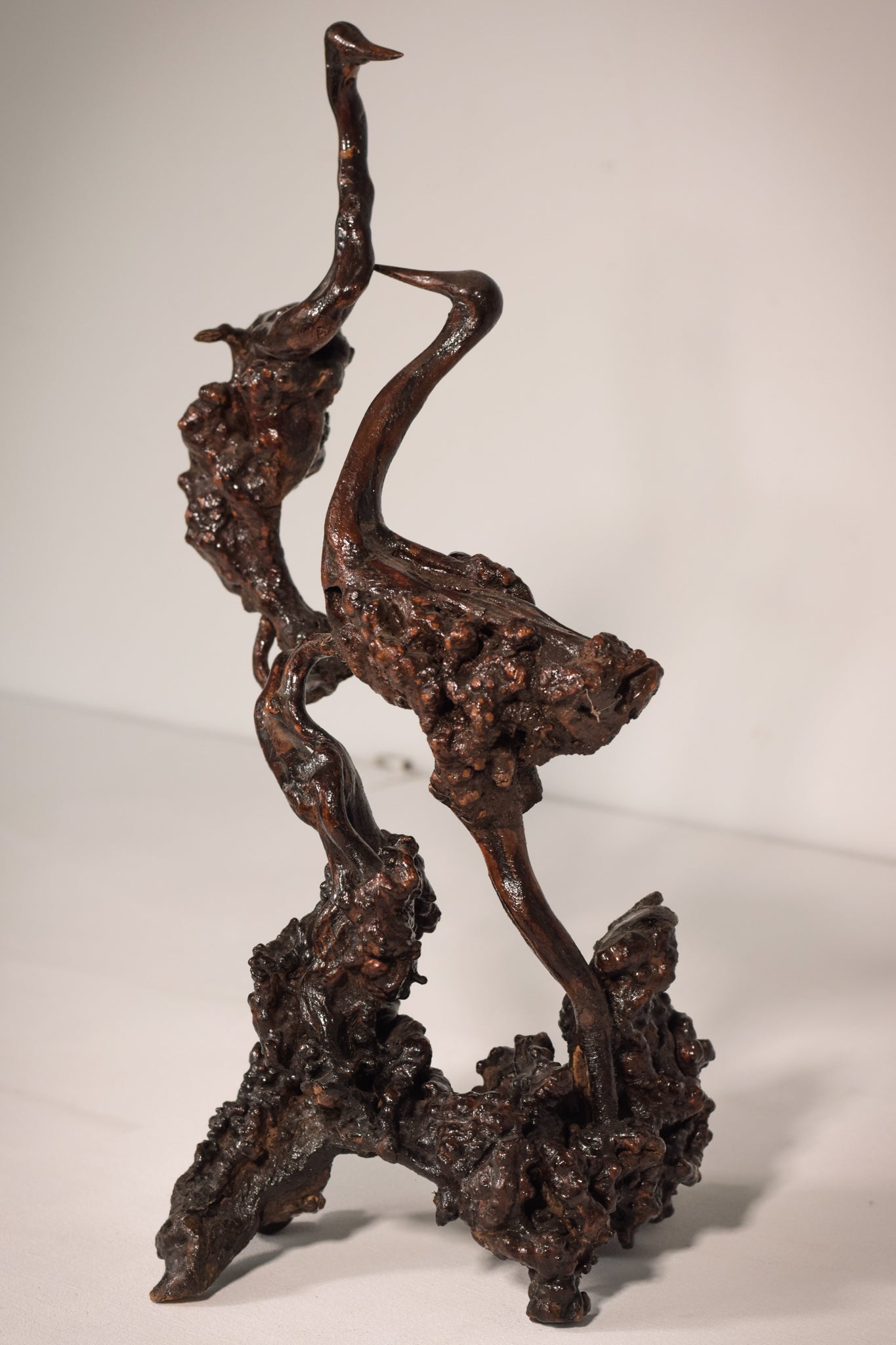 Rare Two Herons or Cranes – Japanese Root Sculpture