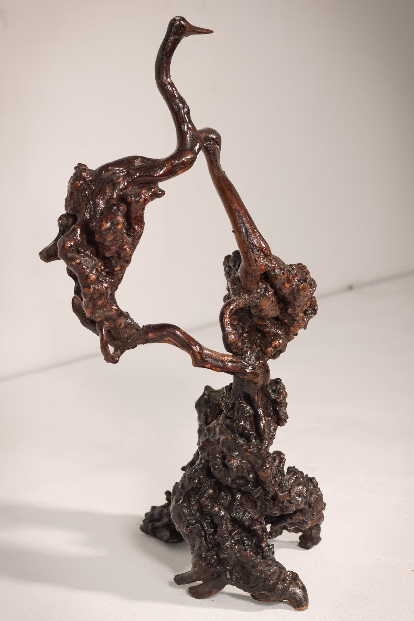 Rare Two Herons or Cranes – Japanese Root Sculpture