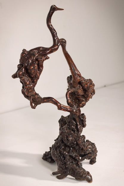 Rare Two Herons or Cranes – Japanese Root Sculpture