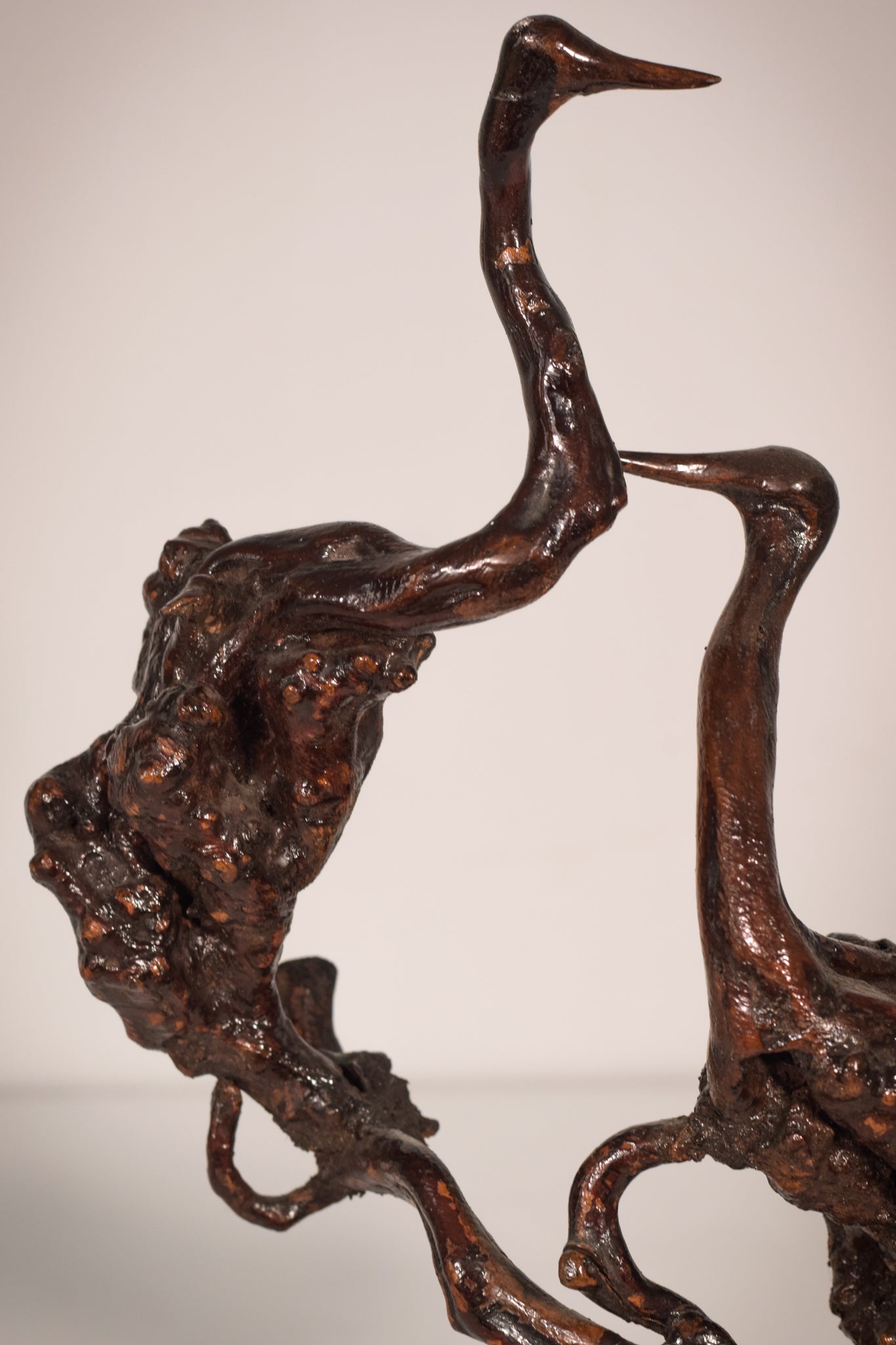Rare Two Herons or Cranes – Japanese Root Sculpture