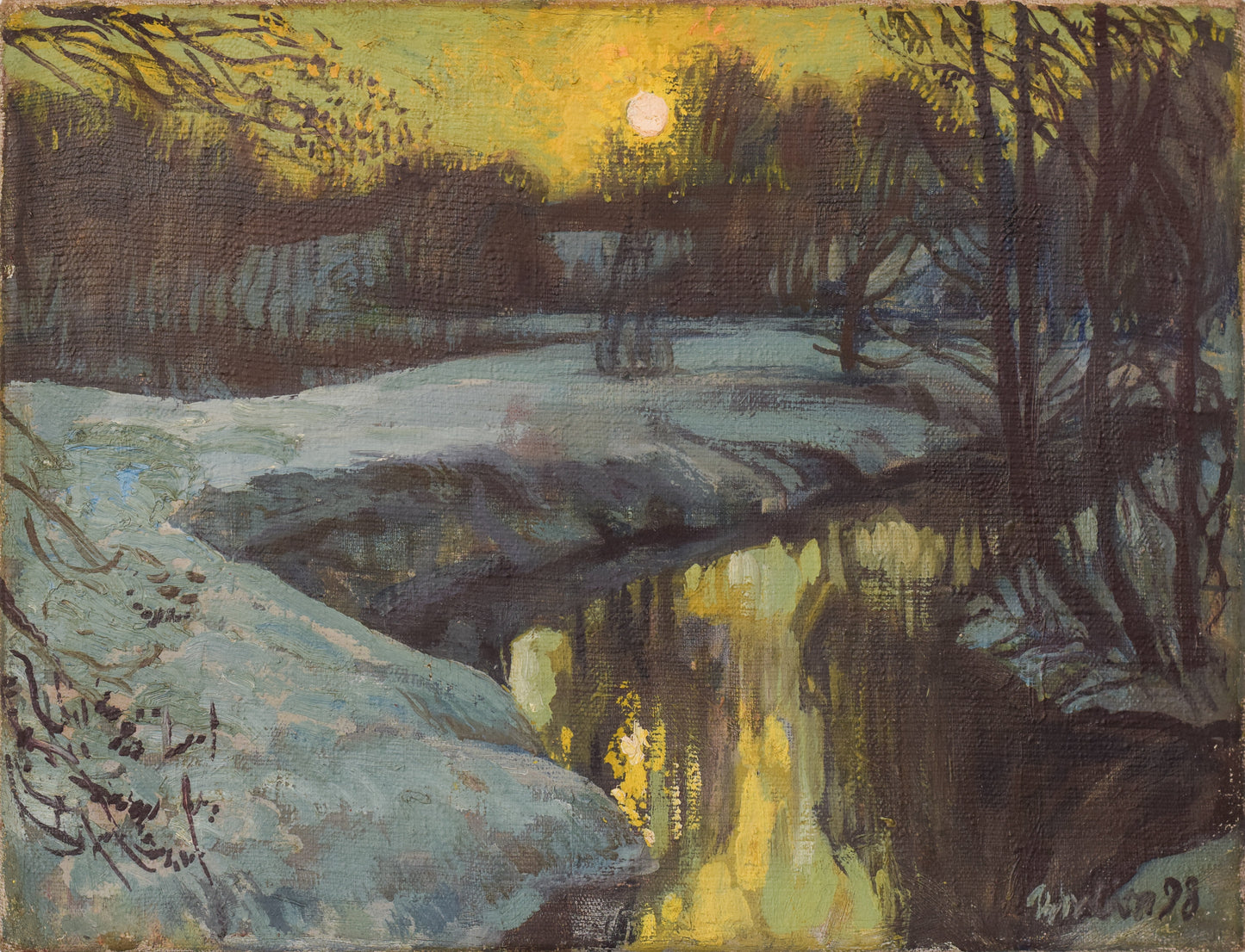 Post impressionist Sunrise Snowscape