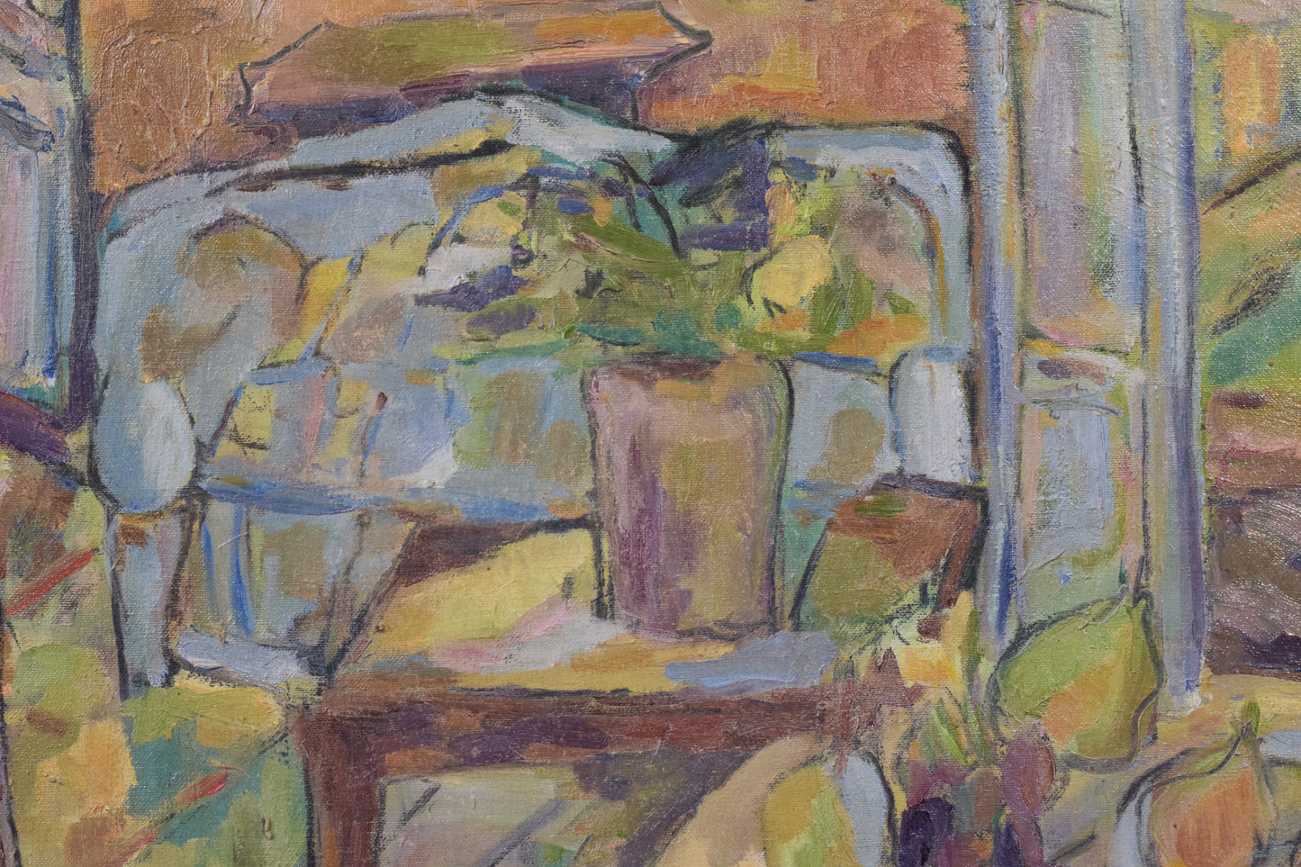 Fauve Interior and Garden Scene - Oil on Canvas