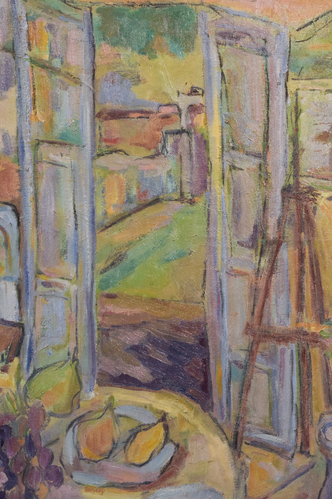 Fauve Interior and Garden Scene - Oil on Canvas