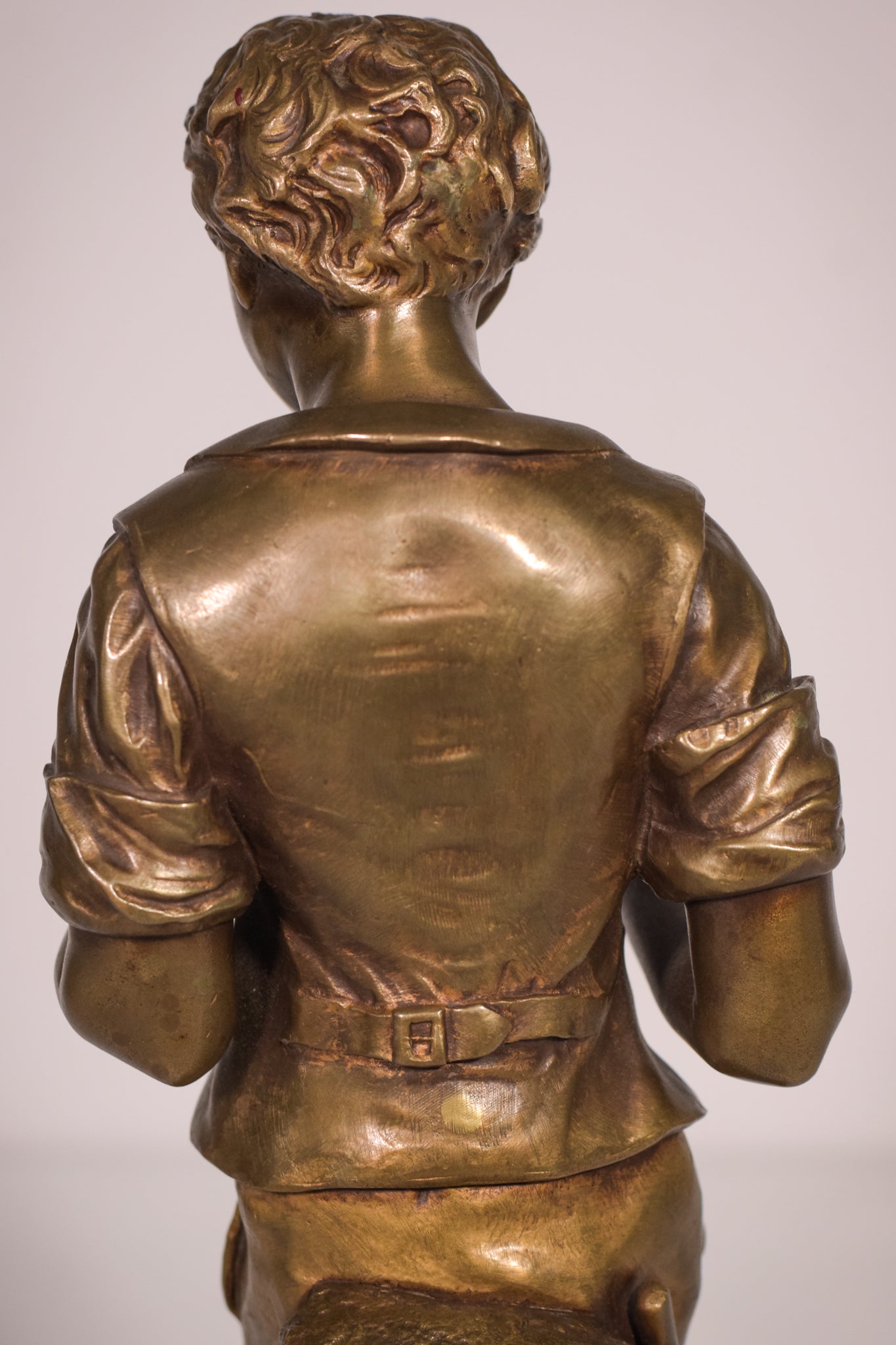 Bronze of a boy with chickens Signed A. Espié