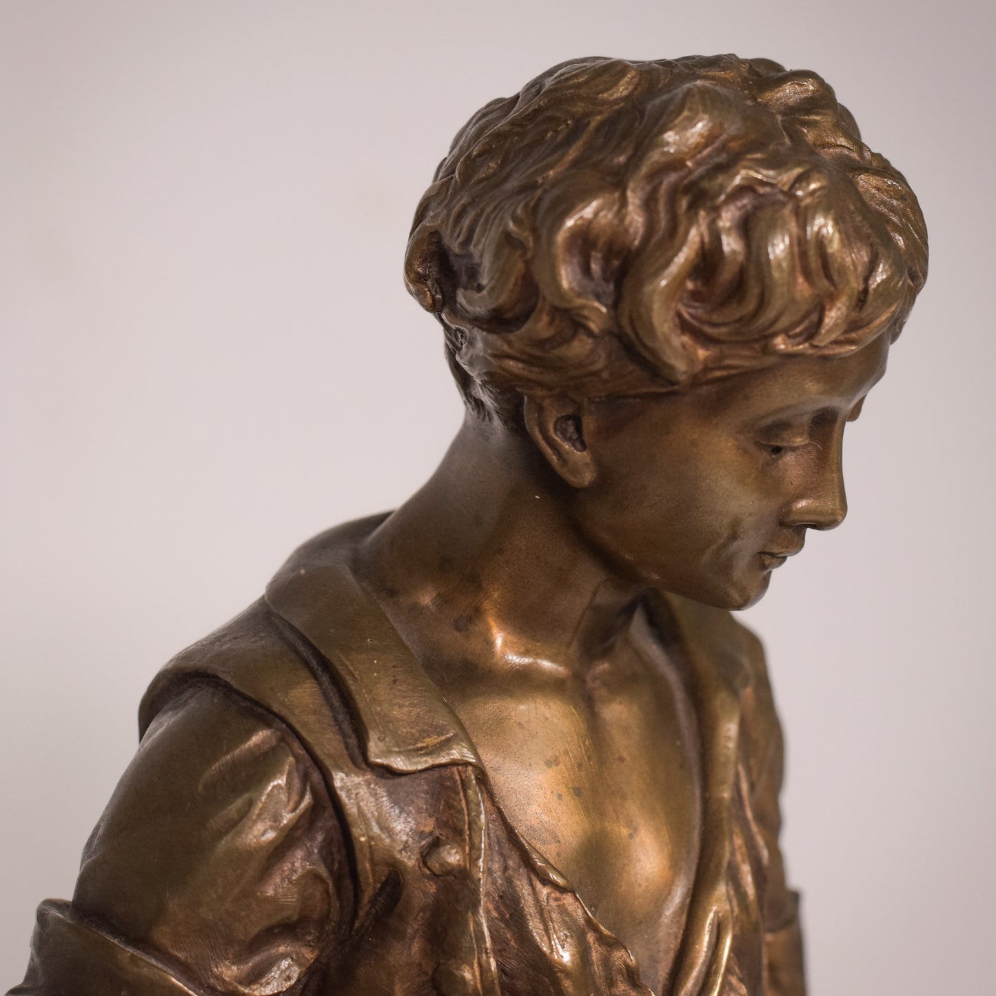 Bronze of a boy with chickens Signed A. Espié