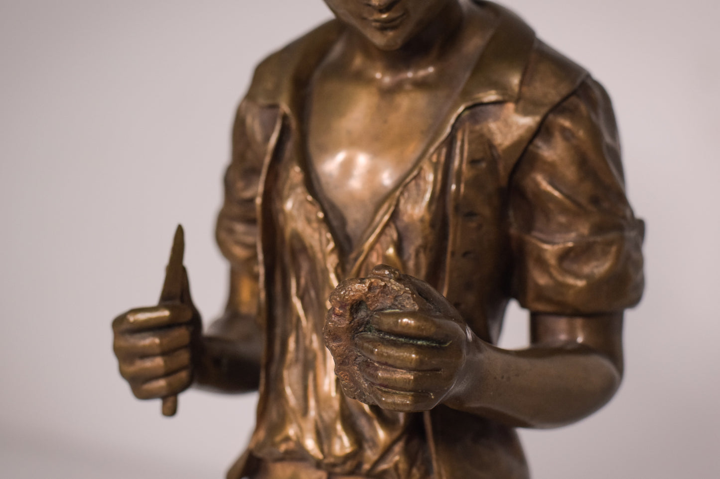 Bronze of a boy with chickens Signed A. Espié