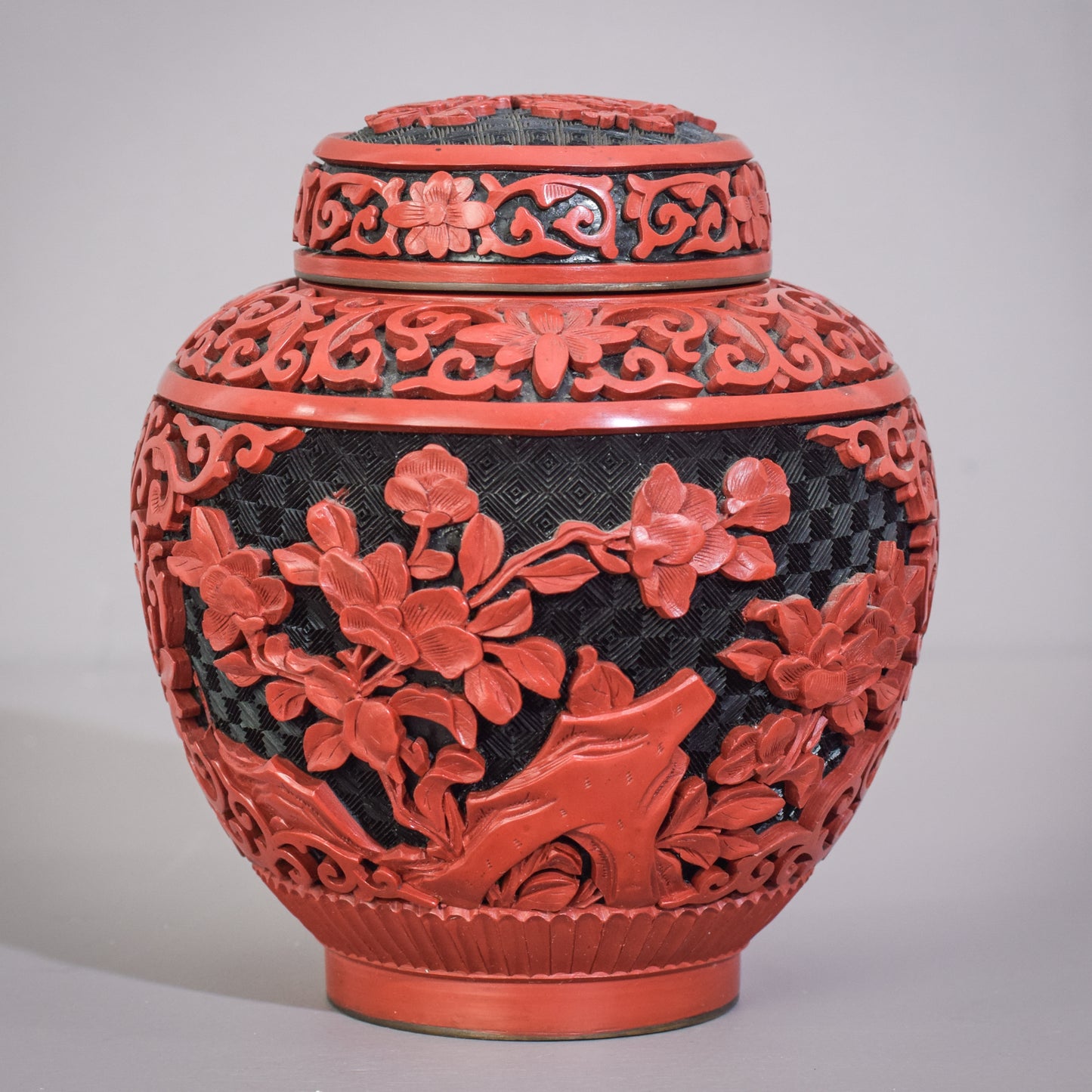 Carved and Lacquered Chinese Ginger Jar