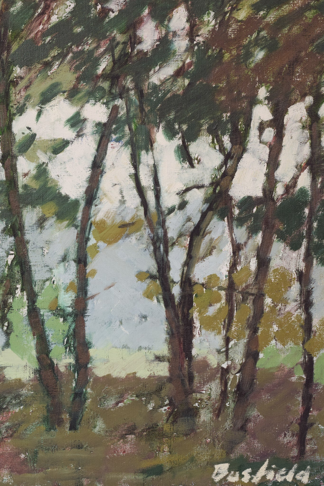 Impressionist Plein Air Trees and Light. Oil by Brian Busfield