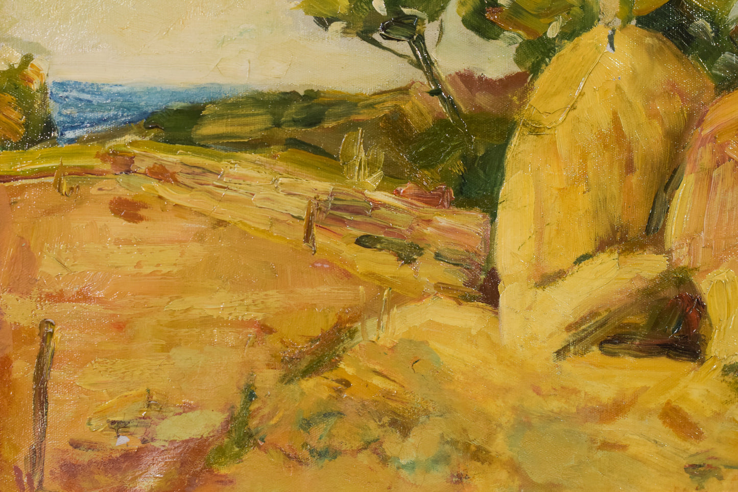 Post Impressionist Landscape with Haystacks