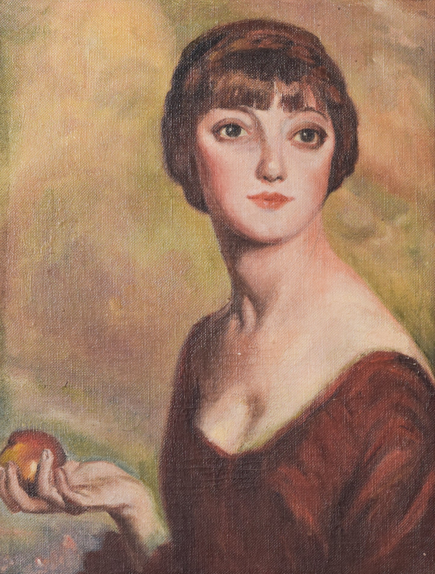 Oil Portrait - A Young Woman Holding an Apple