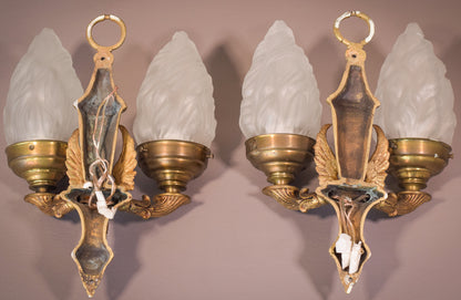 Classical Style Pair of Wall Lamps with Angels