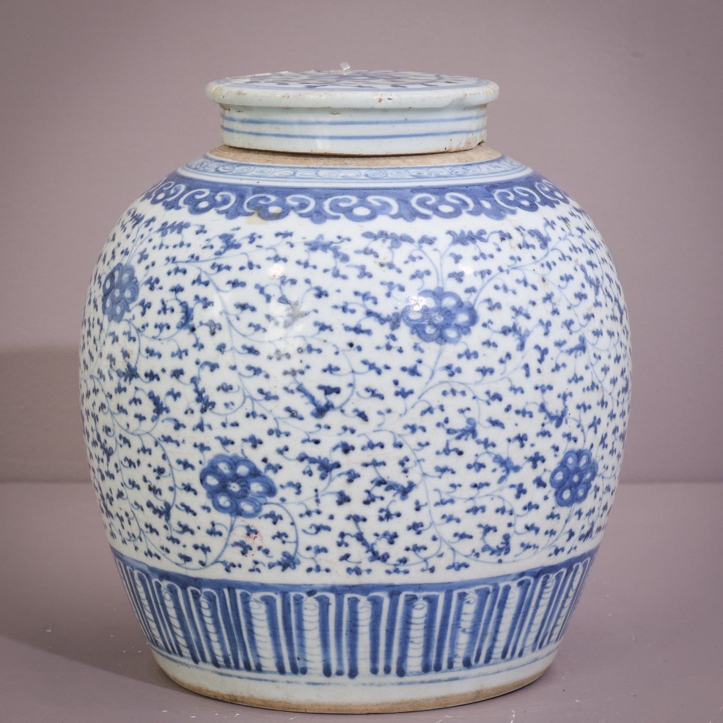 Large 18th Century Blue and White Ginger Jar