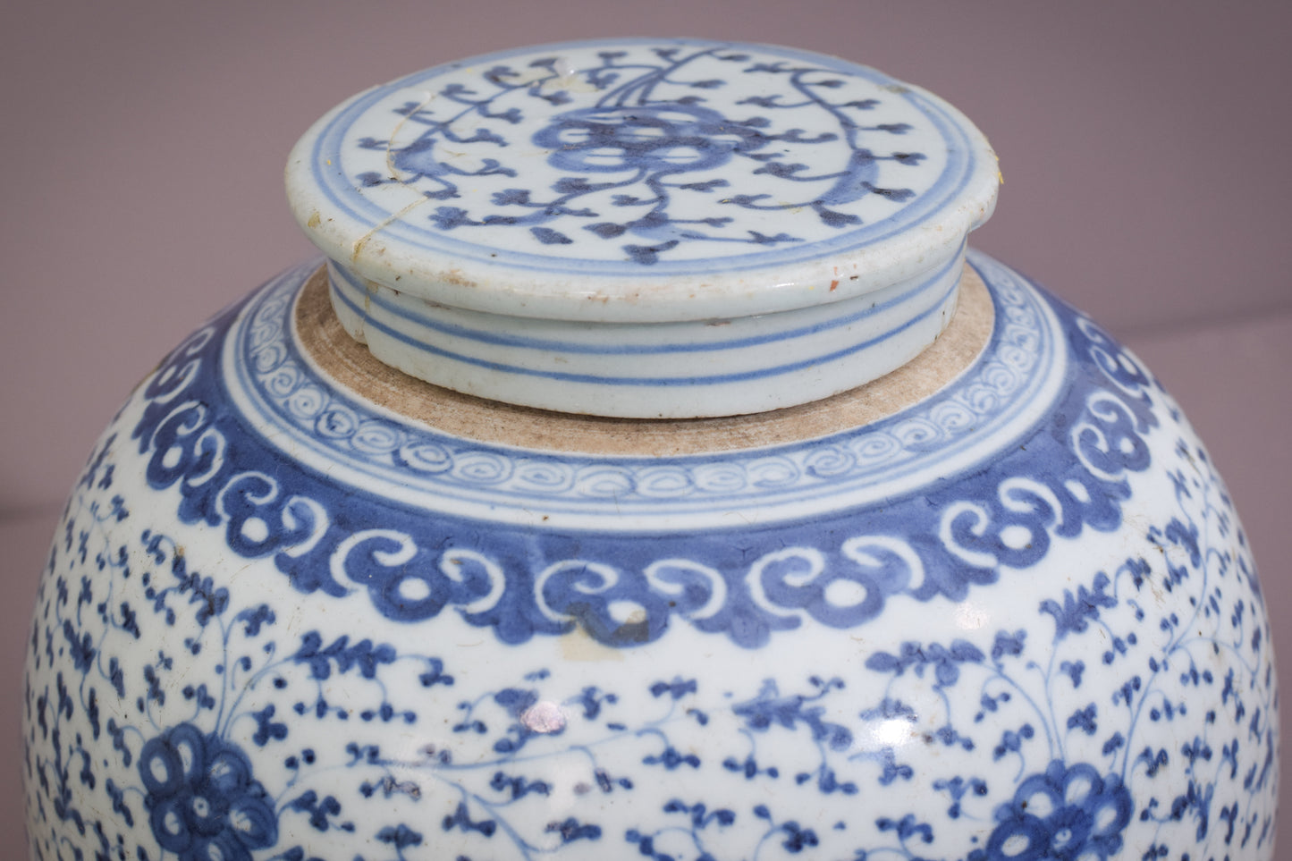 Large 18th Century Blue and White Ginger Jar