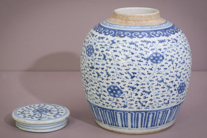Large 18th Century Blue and White Ginger Jar