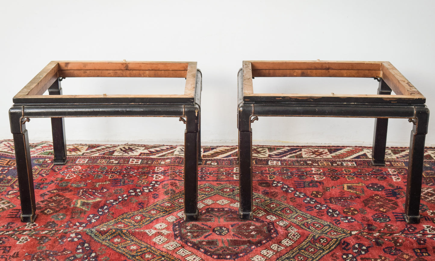 Pair of Lacquered 19th/20th Century Marble Topped Tables