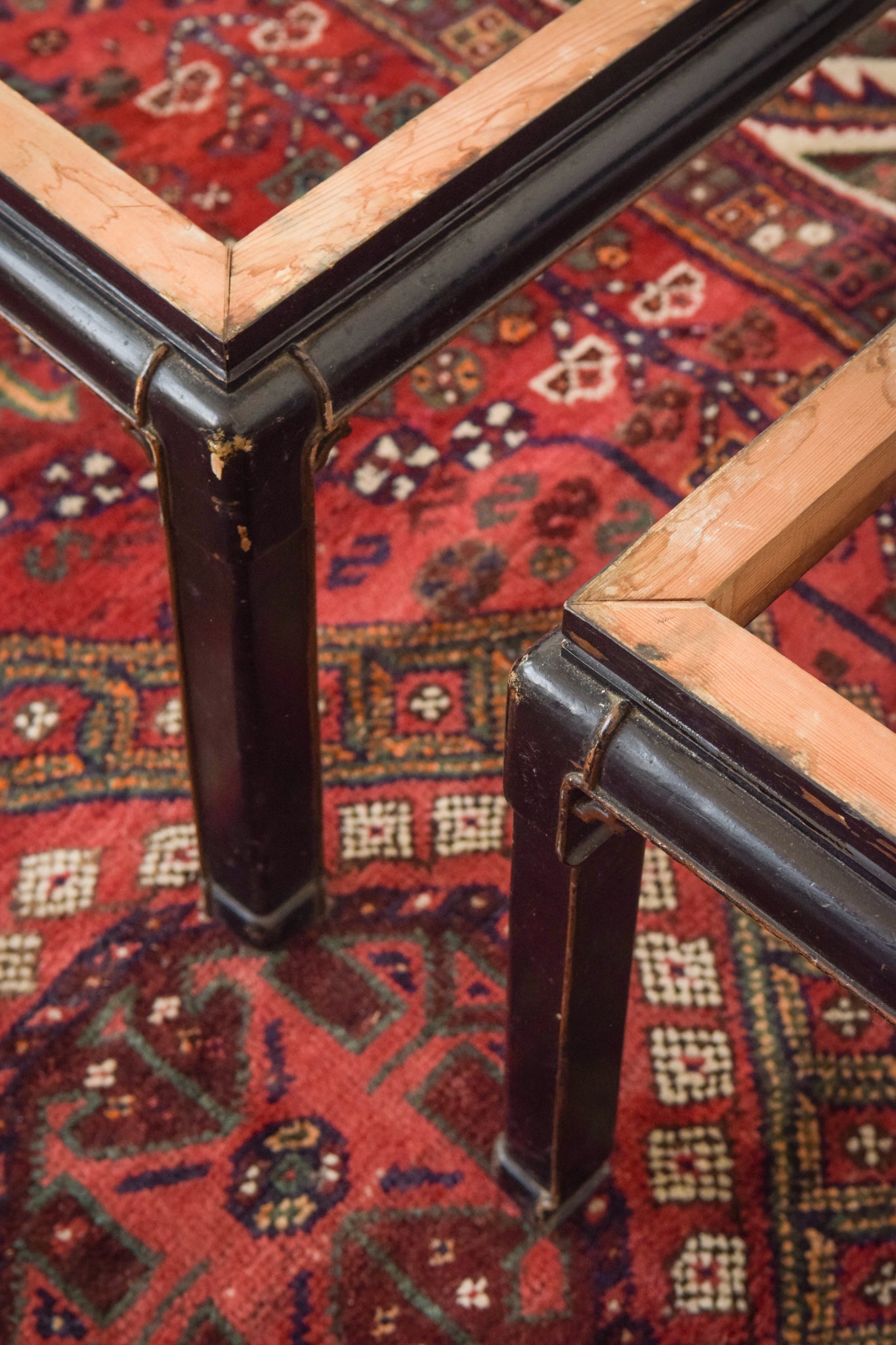 Pair of Lacquered 19th/20th Century Marble Topped Tables