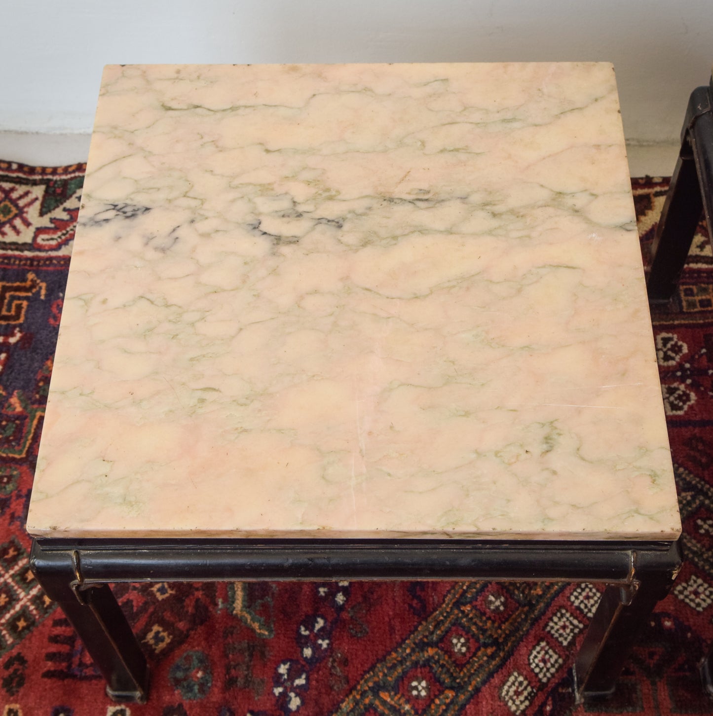 Pair of Lacquered 19th/20th Century Marble Topped Tables