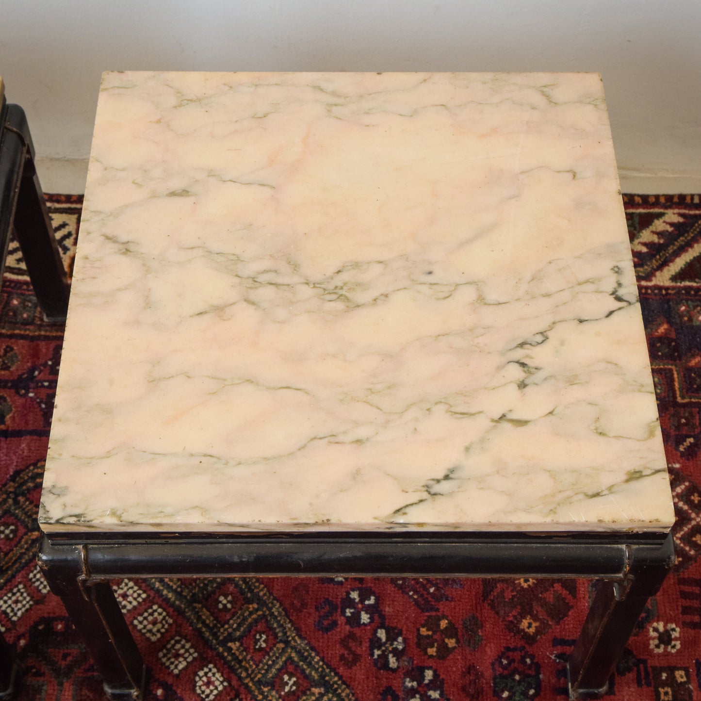 Pair of Lacquered 19th/20th Century Marble Topped Tables