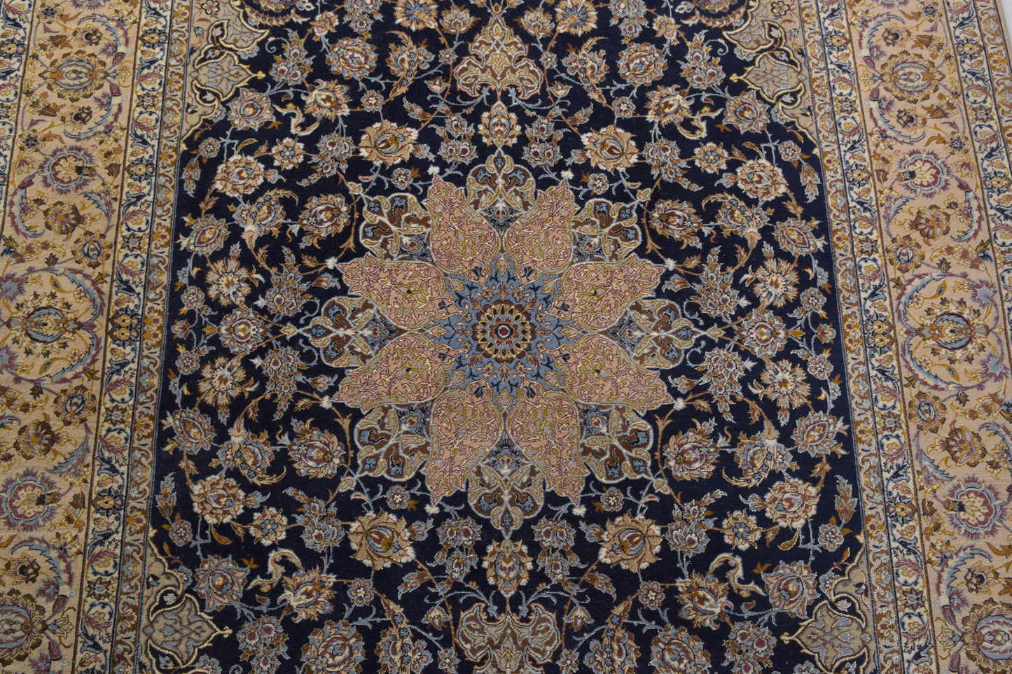 Handwoven Blue Medallion Ground Rug