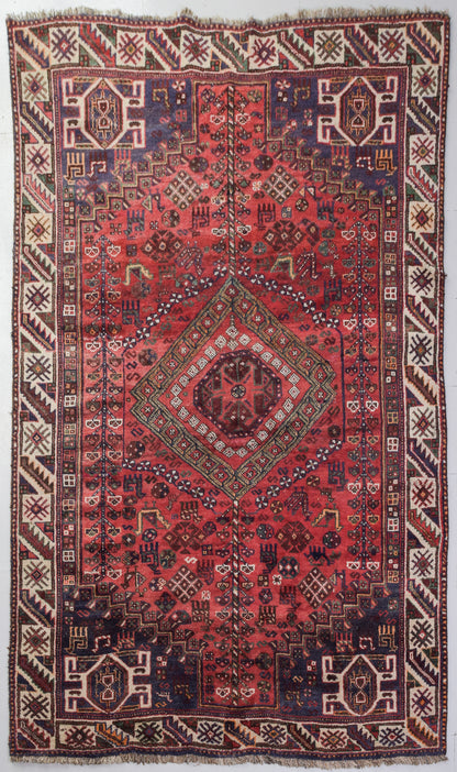 Large Handwoven Tribal Rug - With Stylised Animals and Flowers