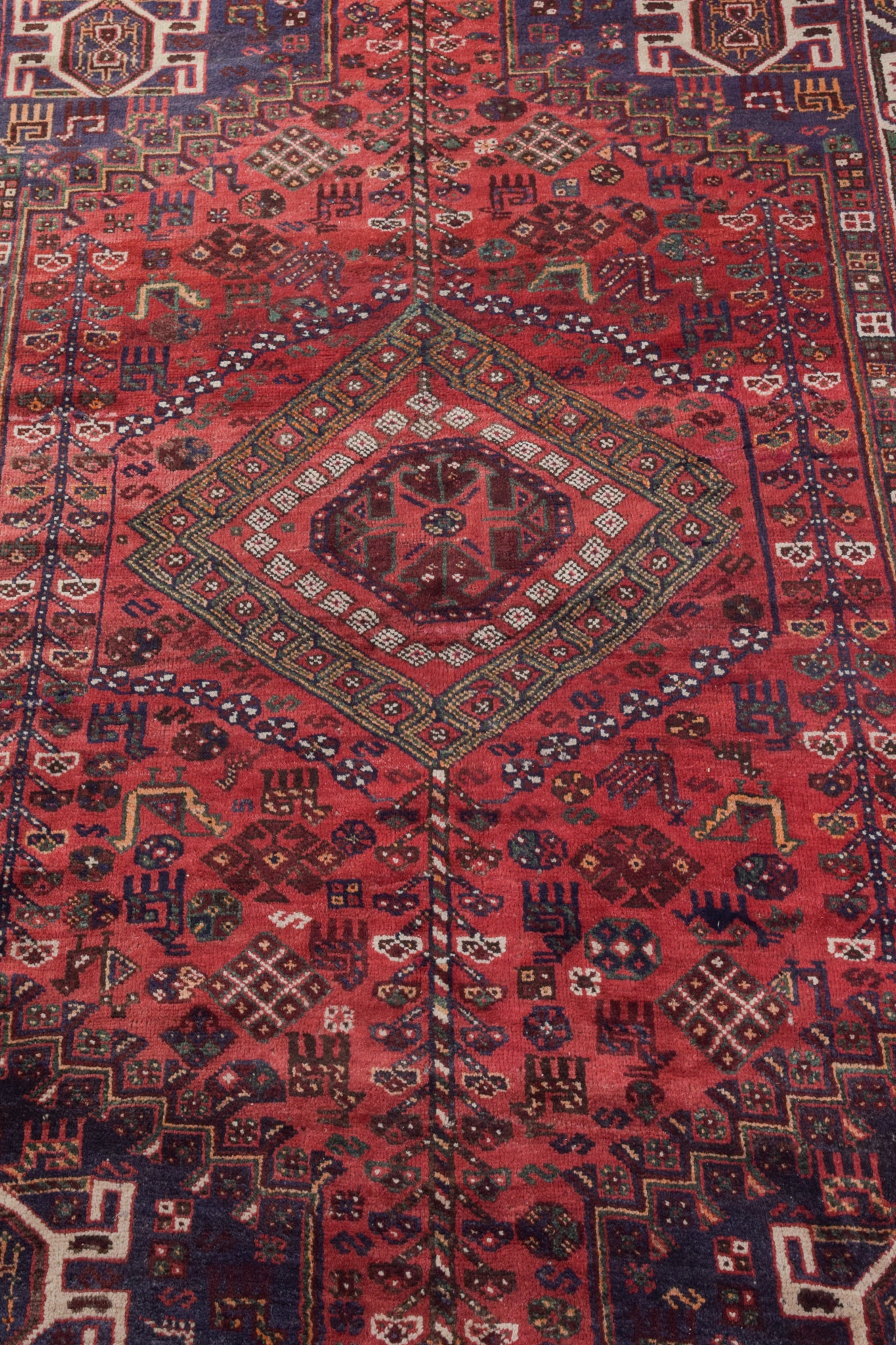 Large Handwoven Tribal Rug - With Stylised Animals and Flowers