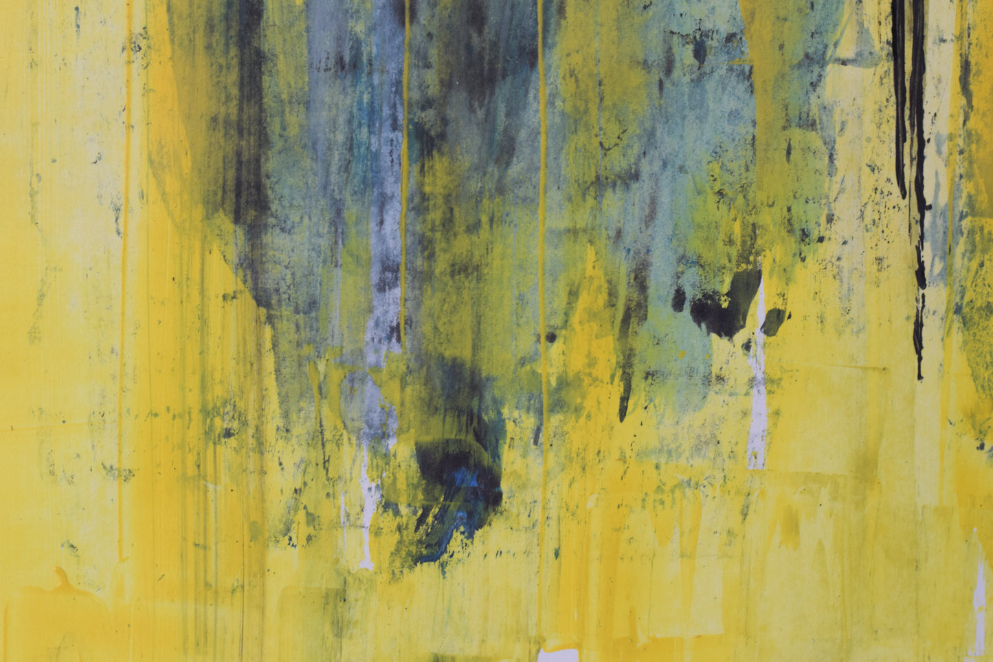 Taschist-style Abstract Painting in Yellow and Blue_Detail 4
