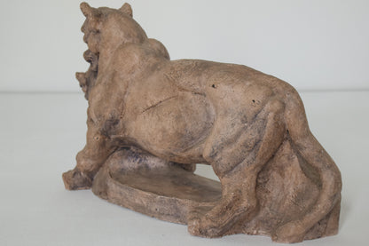 Clay Sculpture of a Lioness and her Cub_4